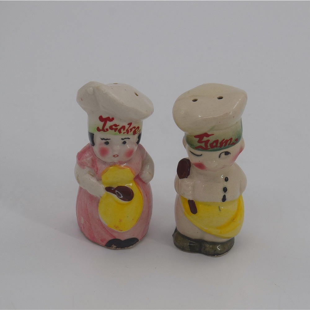 Vintage Chef Salt and Pepper Shakers‎ Set Ceramic Japan Kitchen Decor